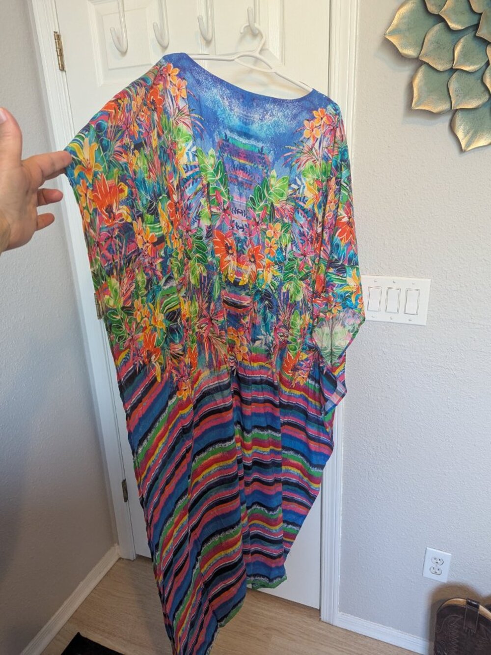 NWT | Island Tropics | OSFM  Mrs. Roper Romp Ready | Tropical Rainbow Hue Kaftan - Picture 12 of 15